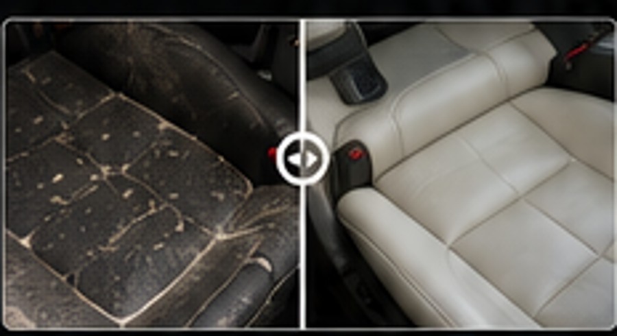 Vehicle interior before and after detailing