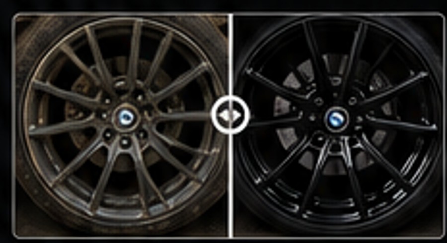 Vehicle wheel before and after detailing